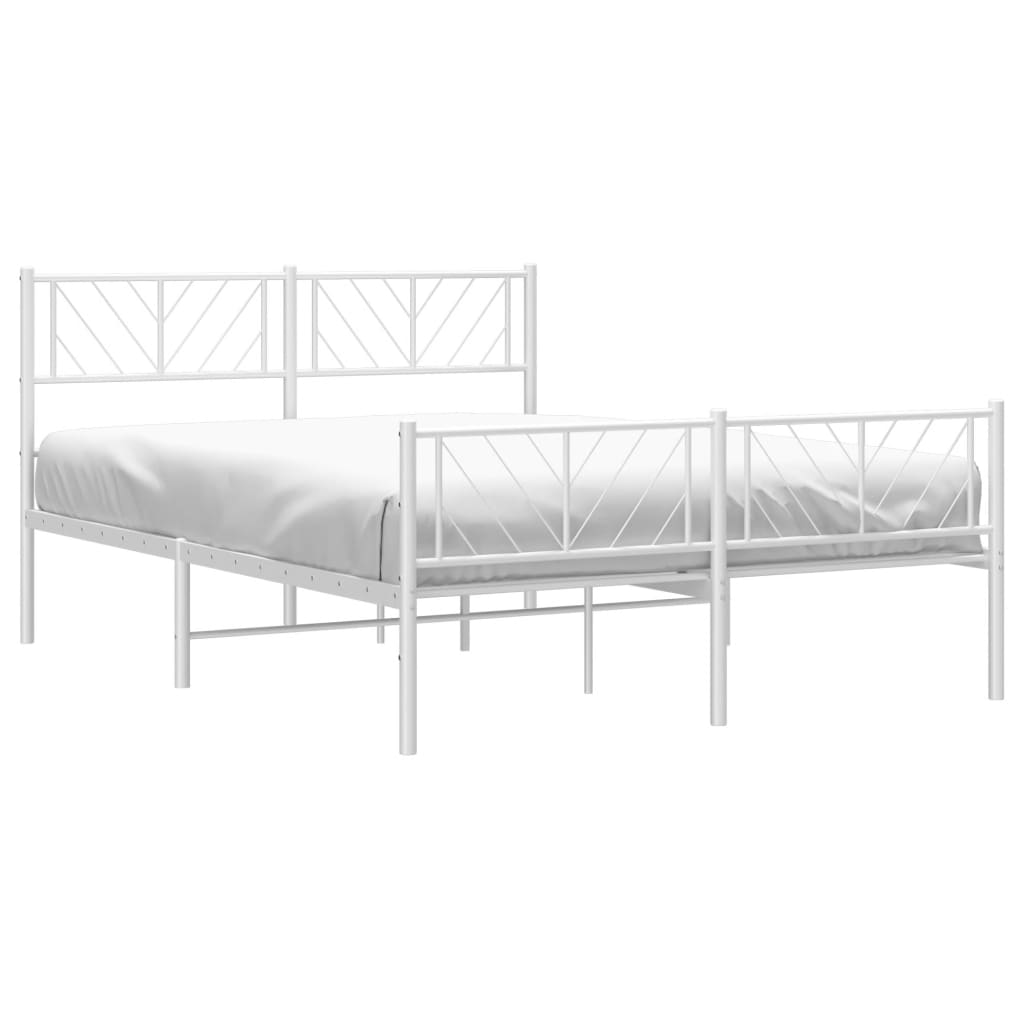 vidaXL Metal Bed Frame with Headboard and Footboard White 120x200 cm