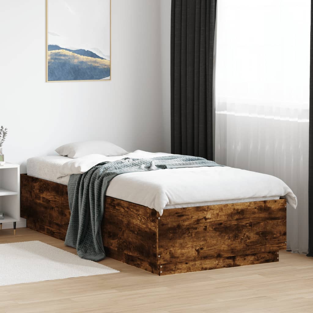 vidaXL Bed Frame without Mattress Smoked Oak 90x200 cm