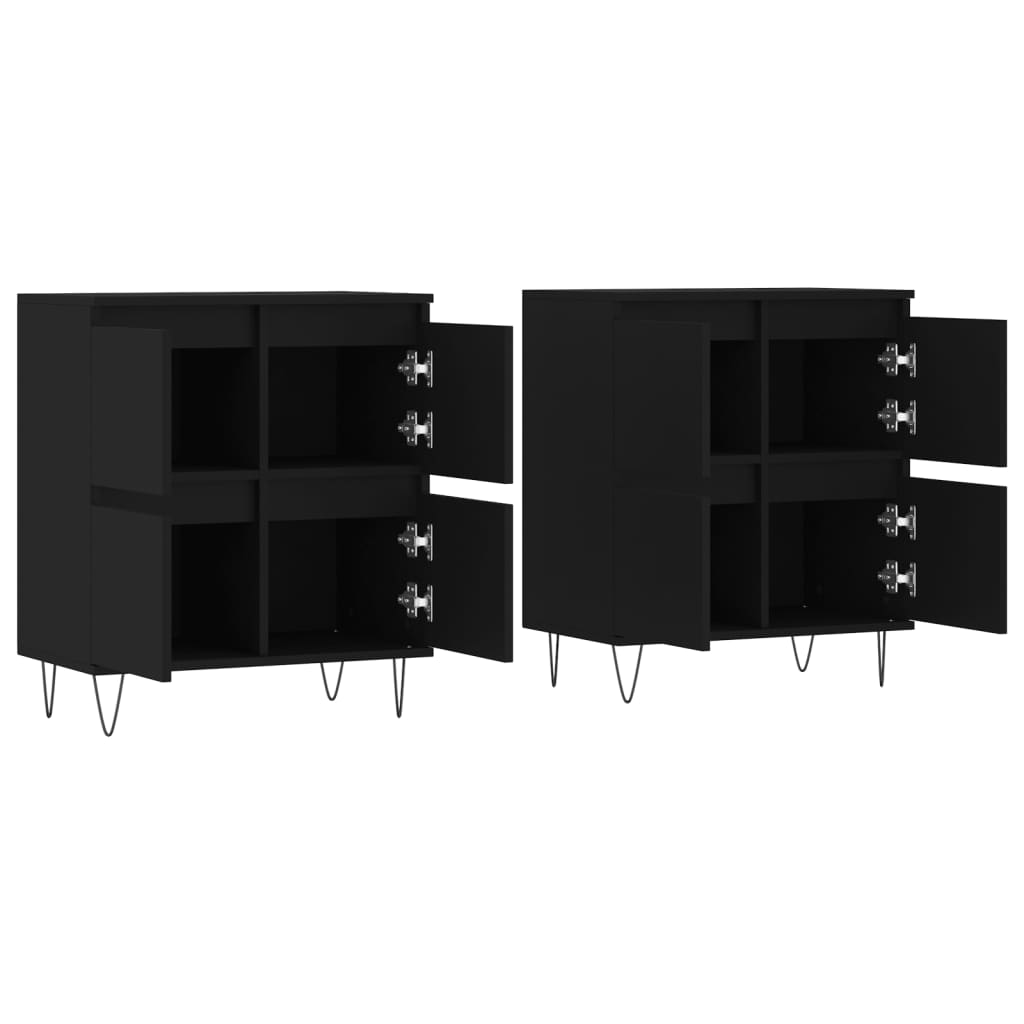 vidaXL Sideboards 2 pcs Black Engineered Wood