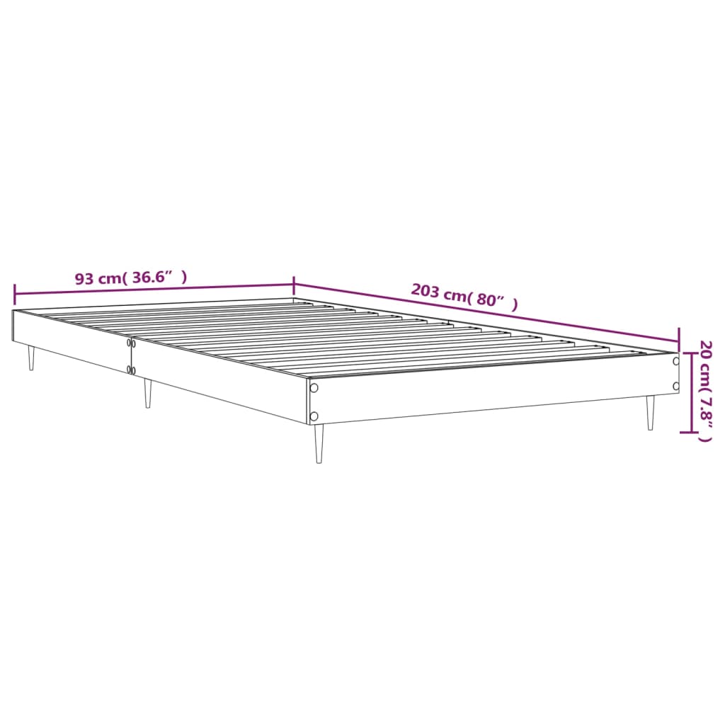 vidaXL Bed Frame without Mattress Brown Oak 90x200 cm Engineered Wood