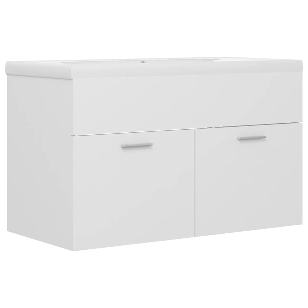 vidaXL Sink Cabinet with Built-in Basin White Engineered Wood