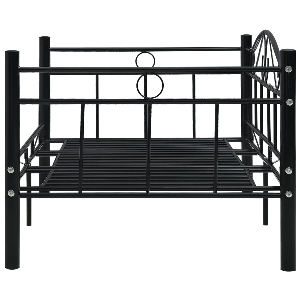 vidaXL Daybed Frame without Mattress Black Metal 90x200 cm