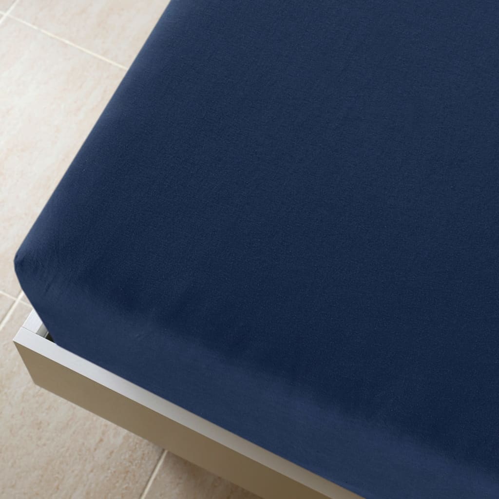 vidaXL Jersey Fitted Sheets 2 pcs Navy Blue 100x200 cm Cotton