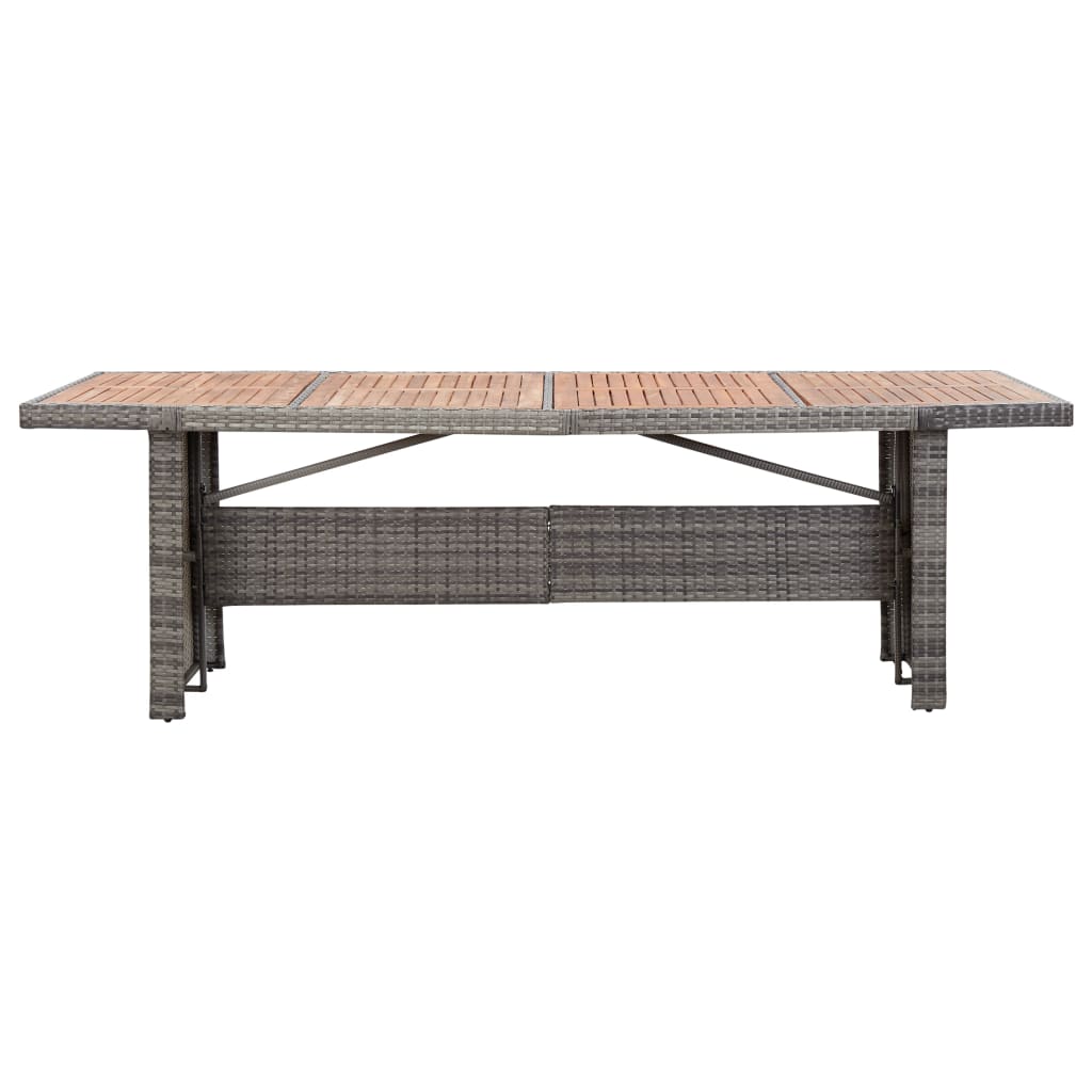 vidaXL Garden Table 240x90x74 cm Poly Rattan and Solid Acacia Wood