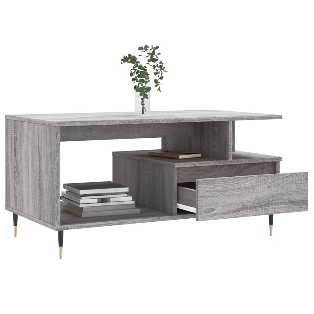 vidaXL Coffee Table Grey Sonoma 90x49x45 cm Engineered Wood