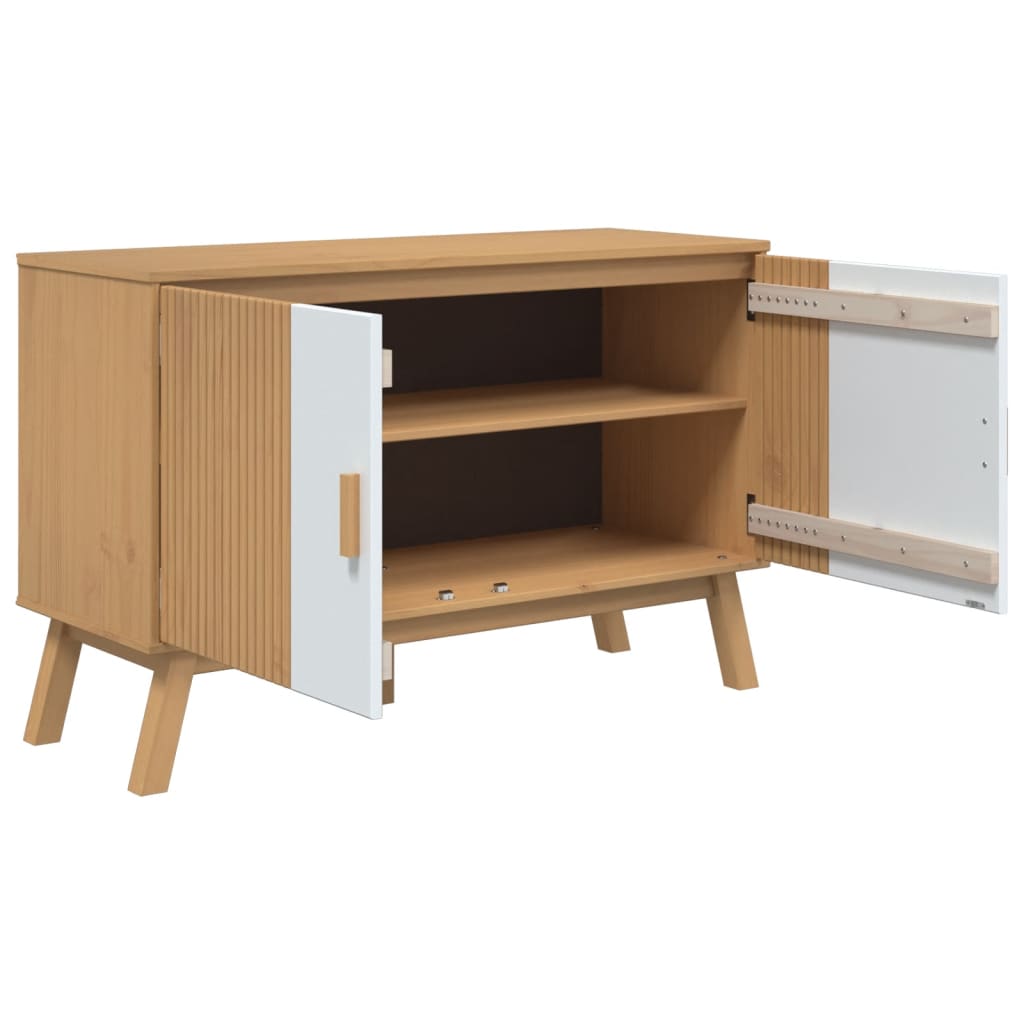 vidaXL Sideboard OLDEN White and Brown 114x43x73.5 cm Solid Wood Pine