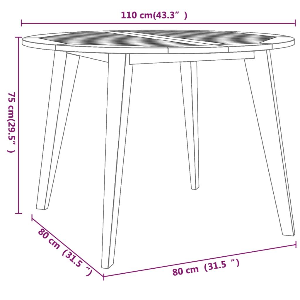 vidaXL 5 Piece Garden Dining Set Solid Wood Acacia