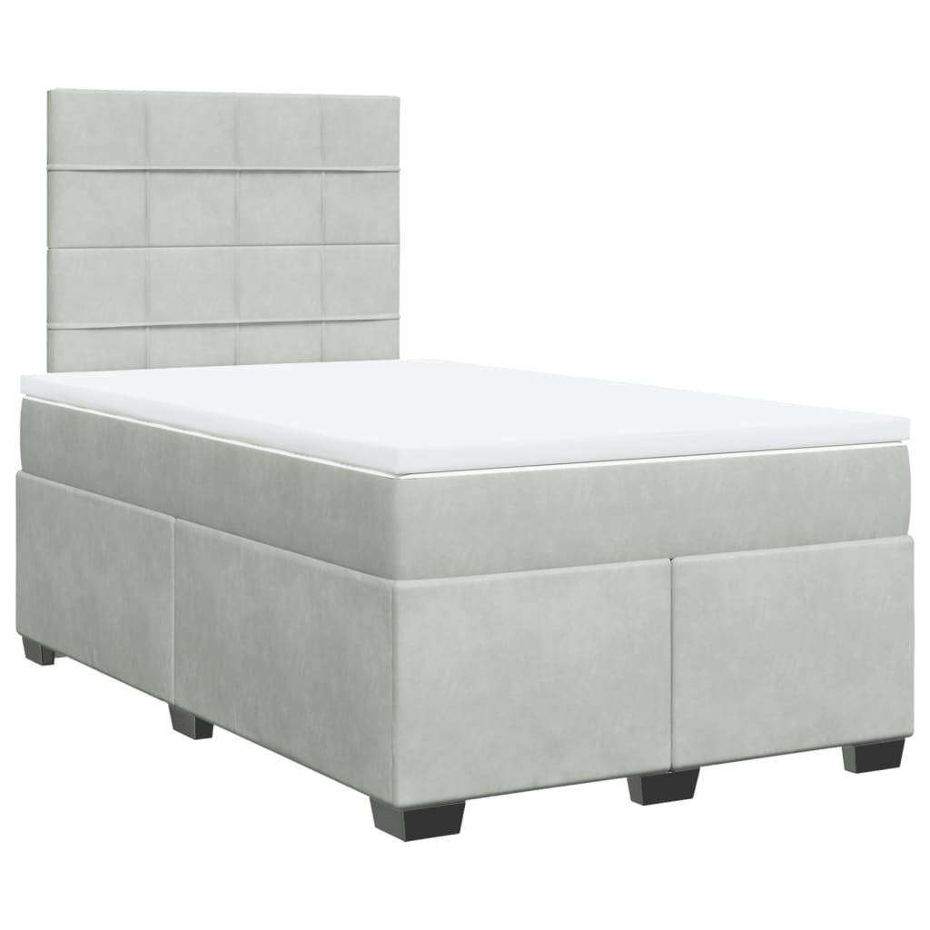 vidaXL Box Spring Bed with Mattress Light Grey 120x200 cm Velvet