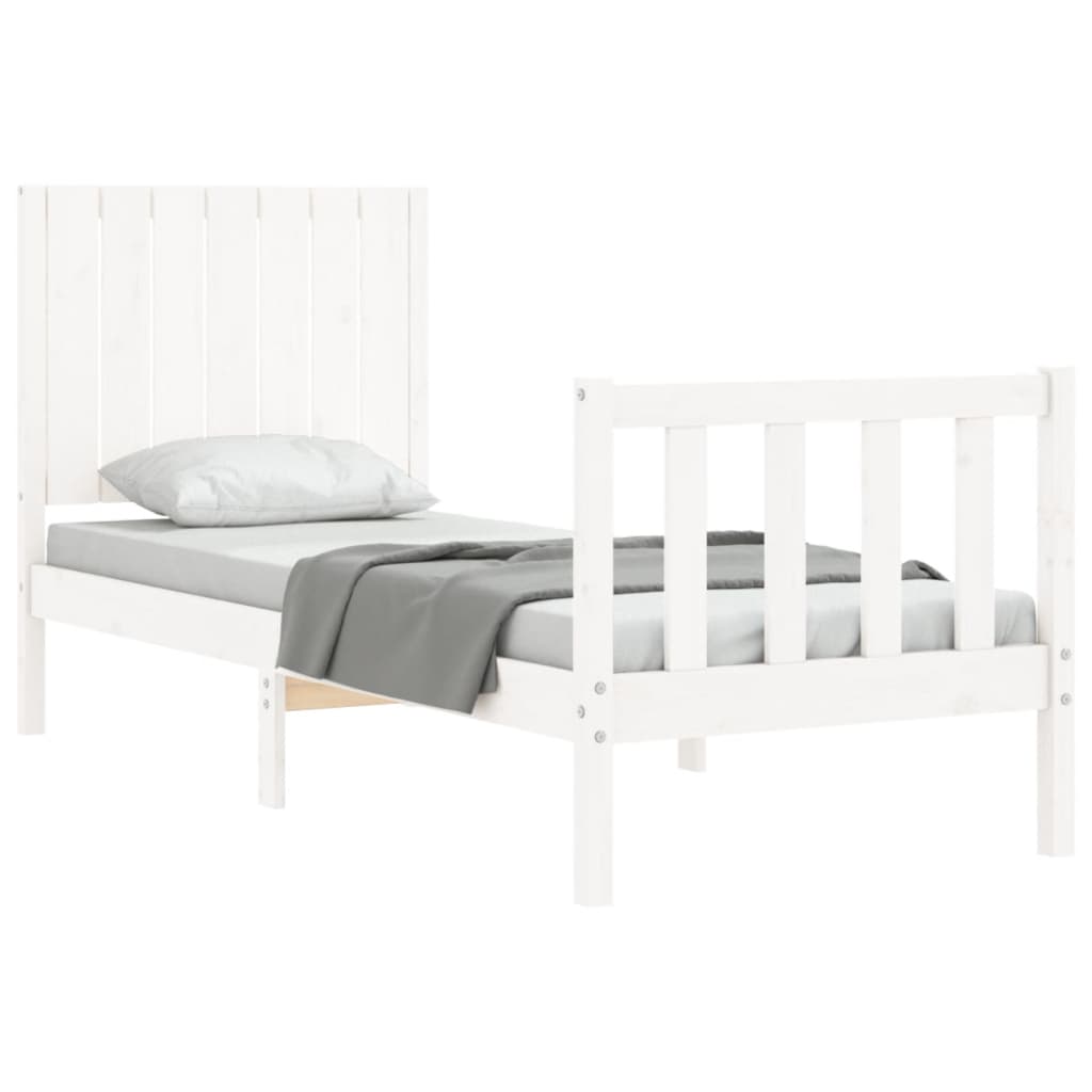 vidaXL Bed Frame without Mattress White Small Single Solid Wood Pine