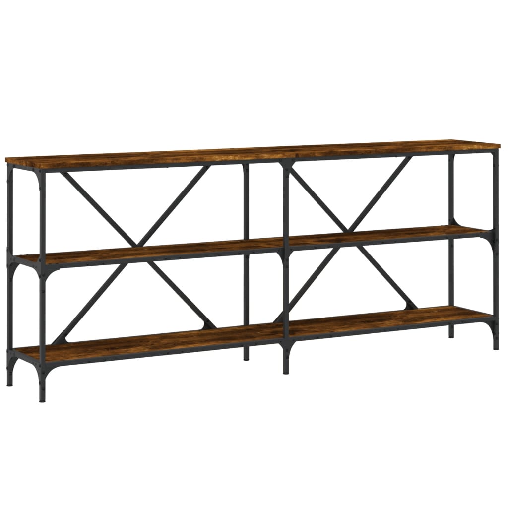 vidaXL Console Table Smoked Oak 180x30x75 cm Engineered Wood and Iron