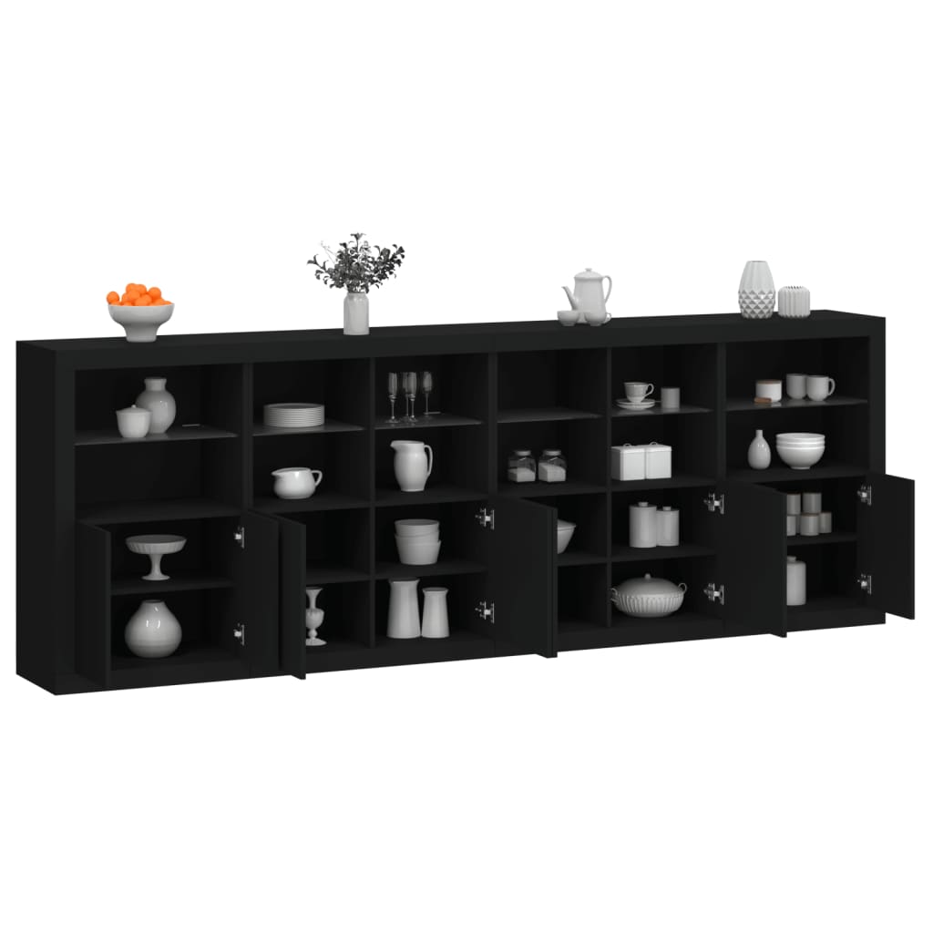 vidaXL Sideboard with LED Lights Black 283x37x100 cm