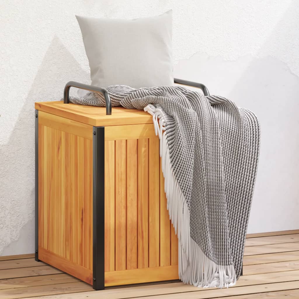 vidaXL Outdoor Cushion Box 45x45x45/53 cm Solid Wood Acacia and Steel