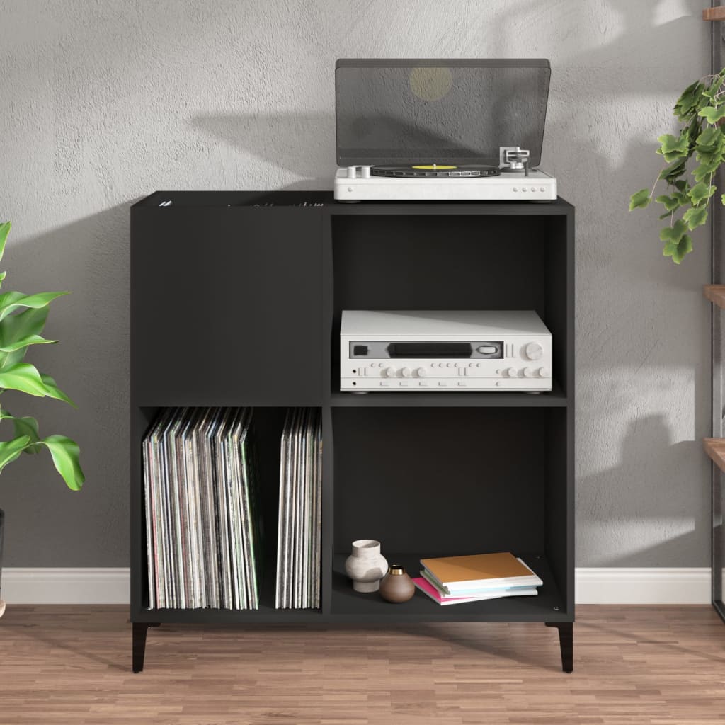 vidaXL Record Cabinet Black 84.5x38x89 cm Engineered Wood