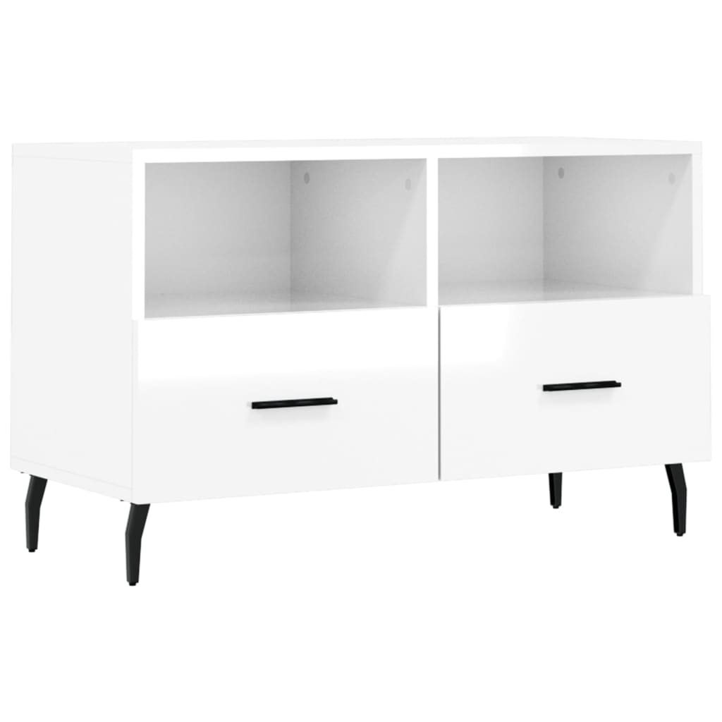 vidaXL TV Cabinet High Gloss White 80x36x50 cm Engineered Wood