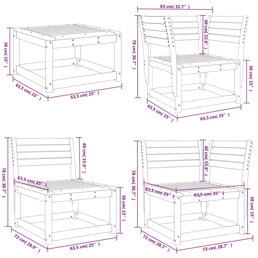 vidaXL 8 Piece Garden Lounge Set Solid Wood Douglas