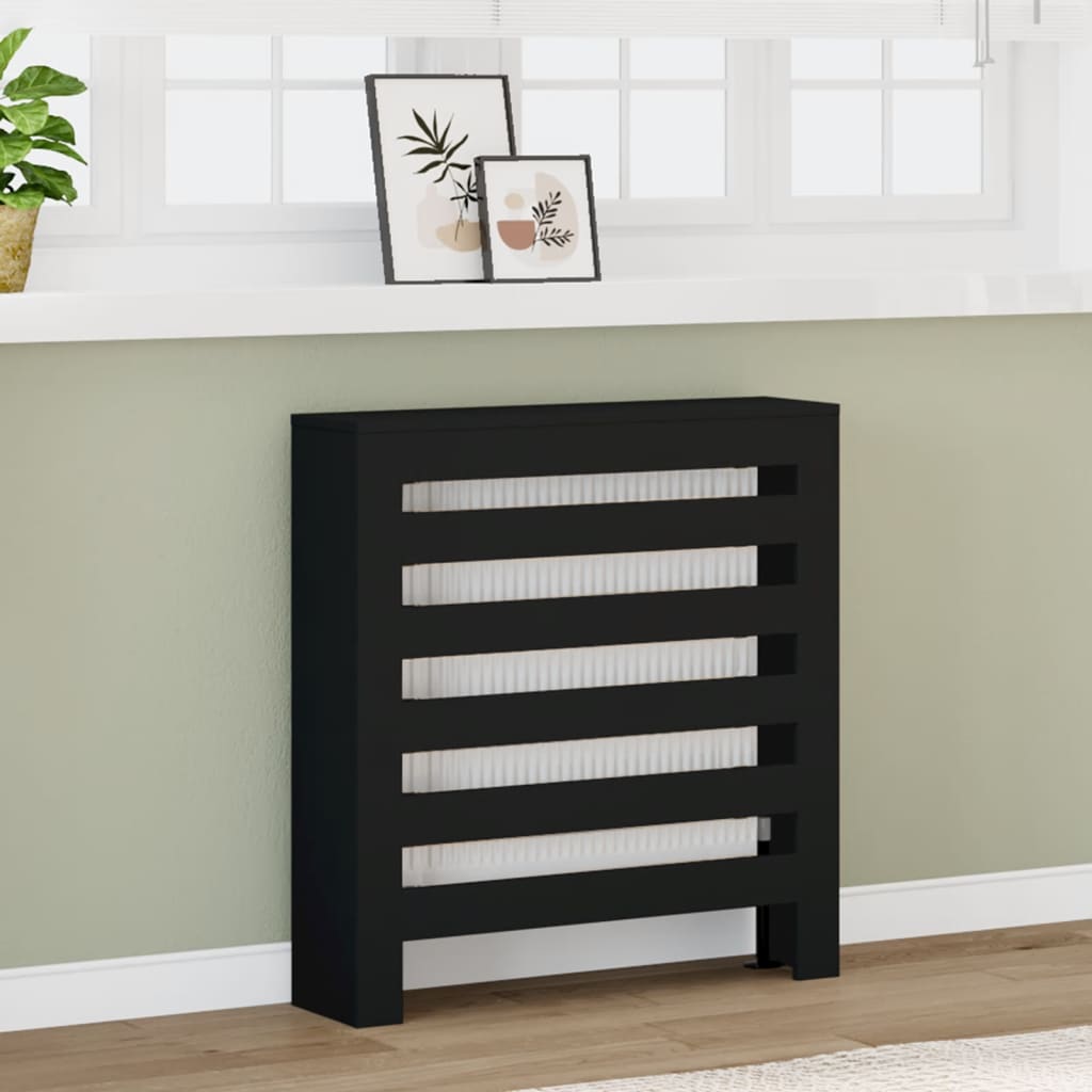 vidaXL Radiator Cover Black 78x20x82 cm Engineered Wood