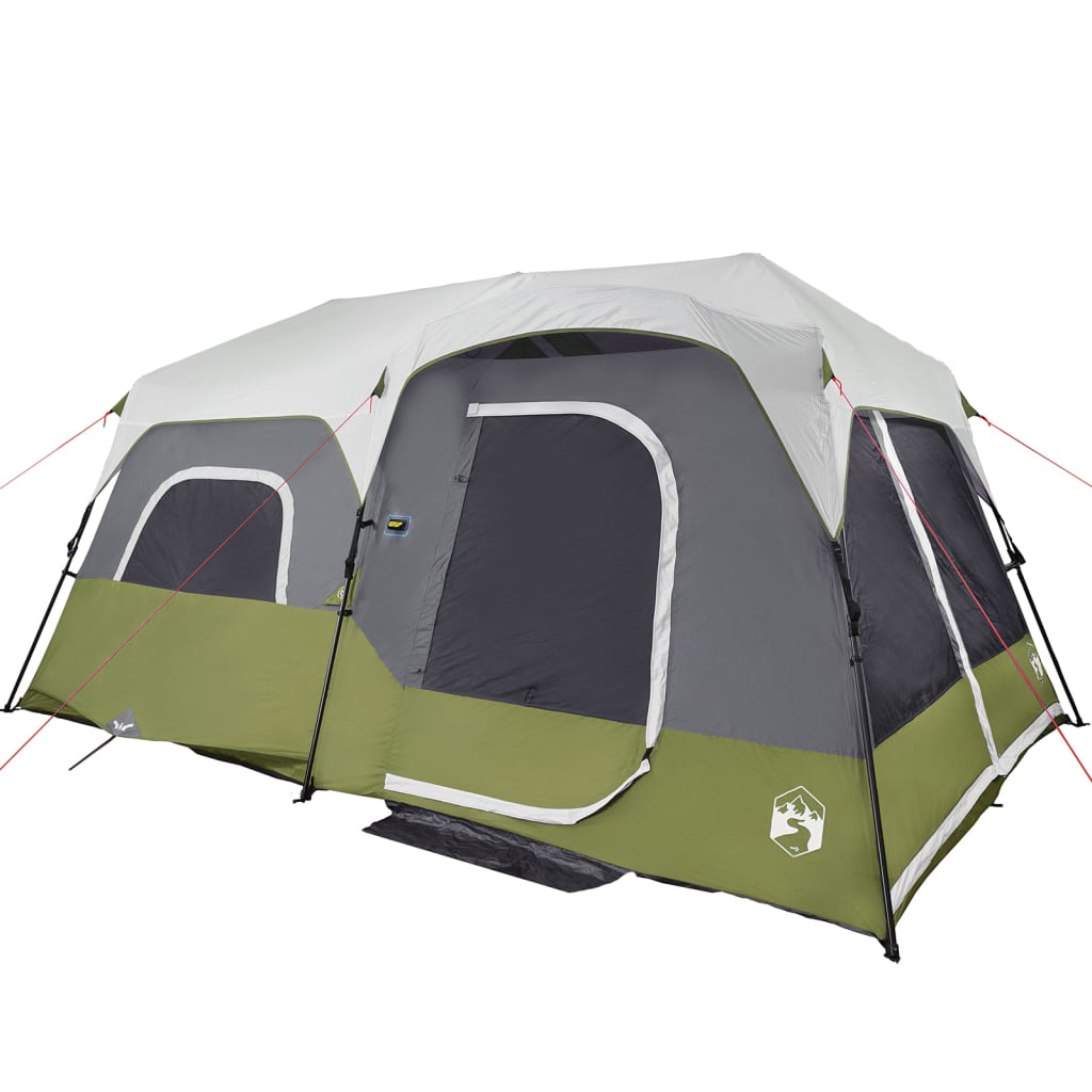 vidaXL Family Tent with LED 9-Person Light Green Quick Release