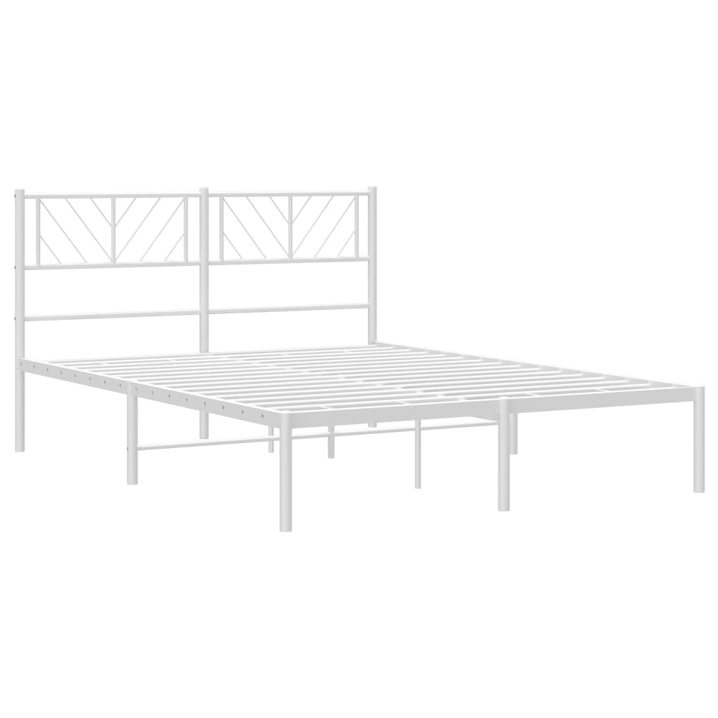 vidaXL Metal Bed Frame without Mattress with Headboard White 150x200 cm King Size