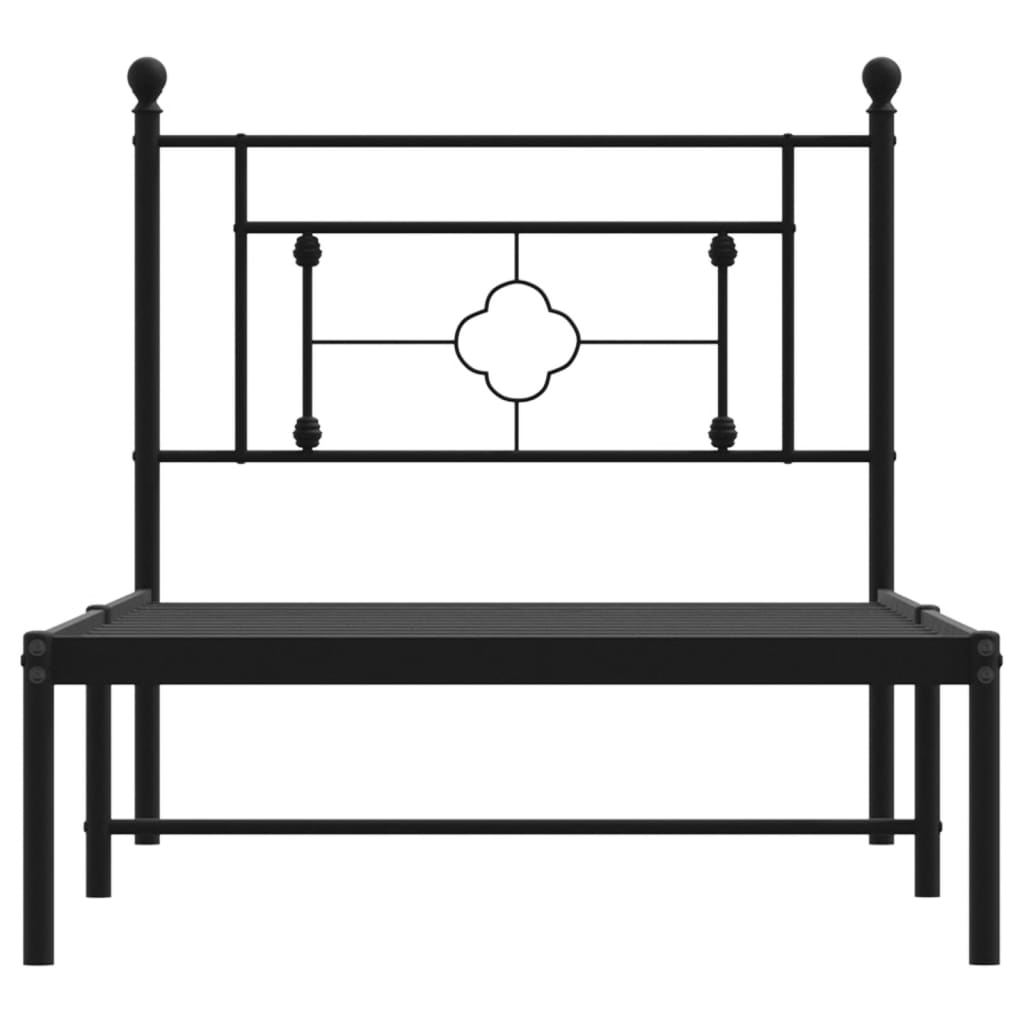 vidaXL Metal Bed Frame without Mattress with Headboard Black 90x190 cm Single