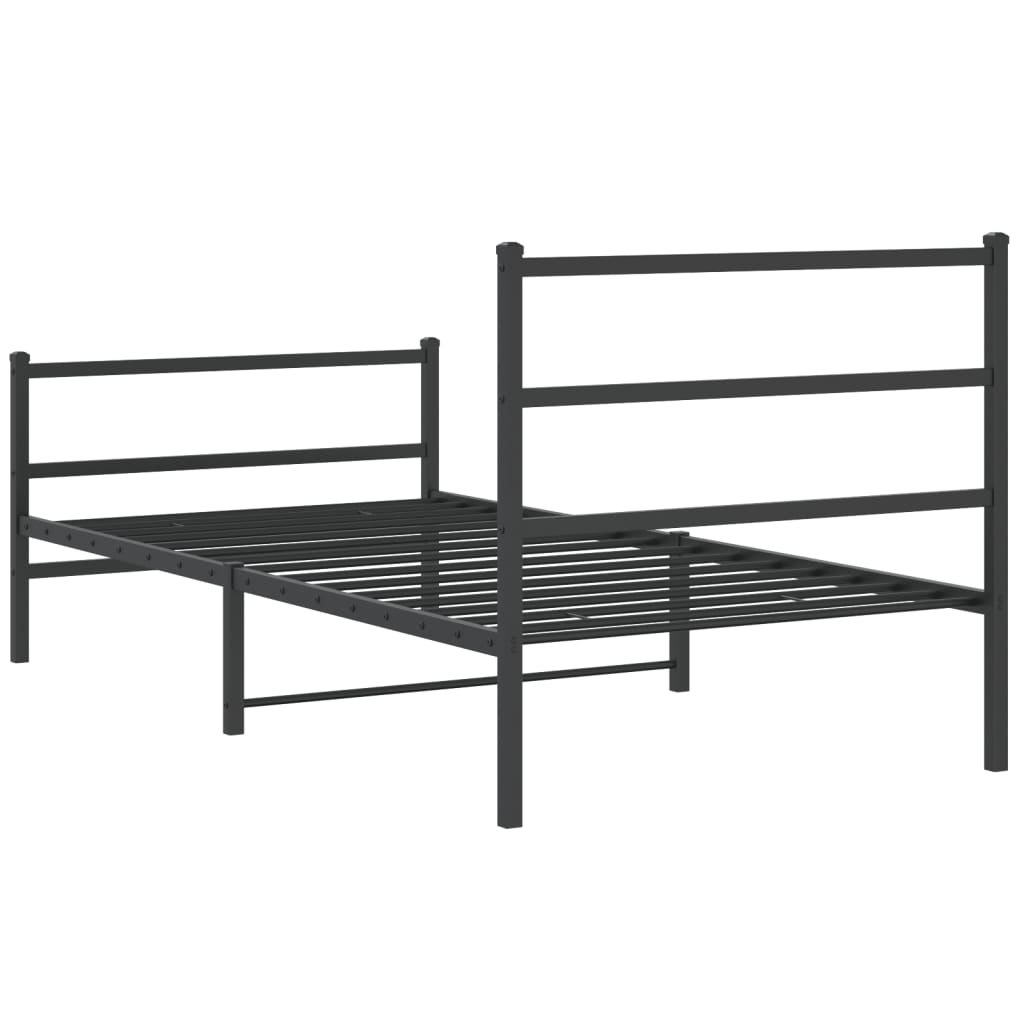 vidaXL Metal Bed Frame without Mattress with Footboard Black 100x190 cm