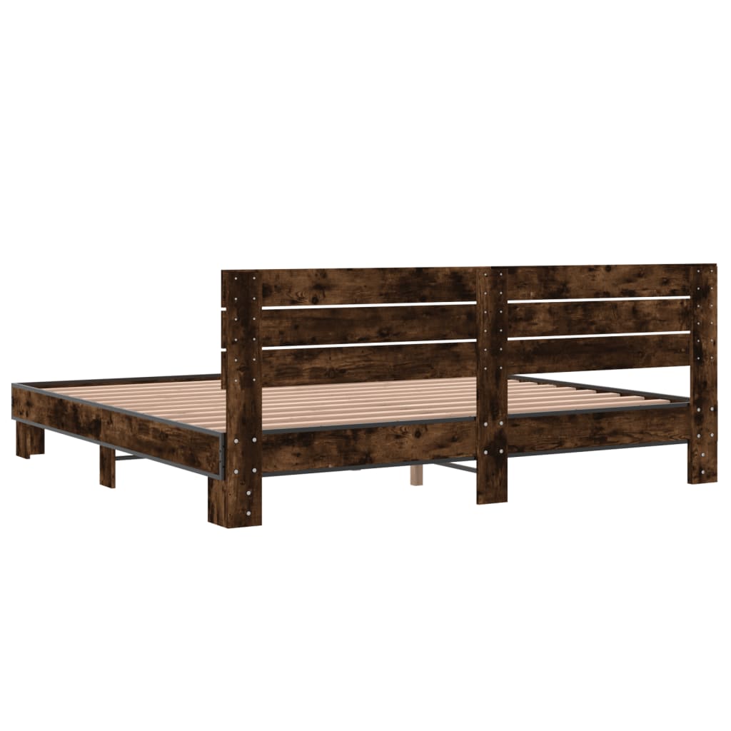 vidaXL Bed Frame without Mattress Smoked Oak 180x200 cm Super King