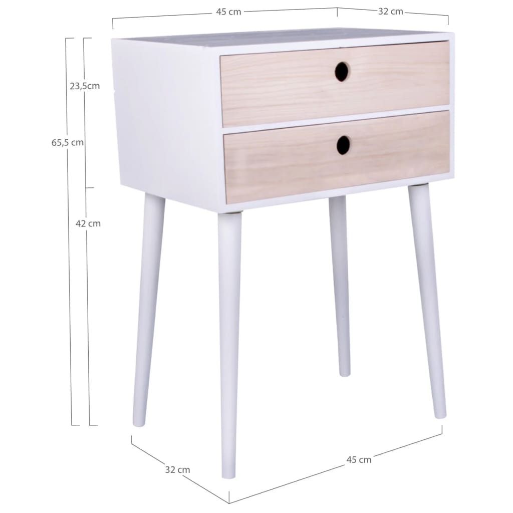 House Nordic Bedside Table Annelies White and Natural