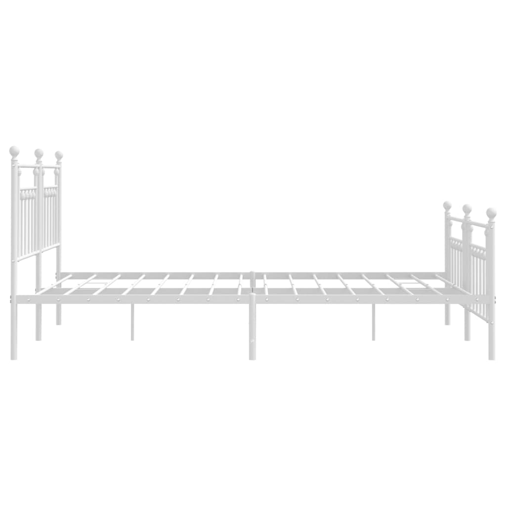 vidaXL Metal Bed Frame without Mattress with Footboard White 160x200 cm