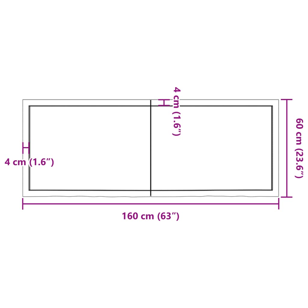 vidaXL Bathroom Countertop 160x60x(2-4) cm Untreated Solid Wood