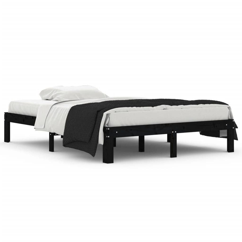 vidaXL Bed Frame without Mattress Black 135x190 cm Double