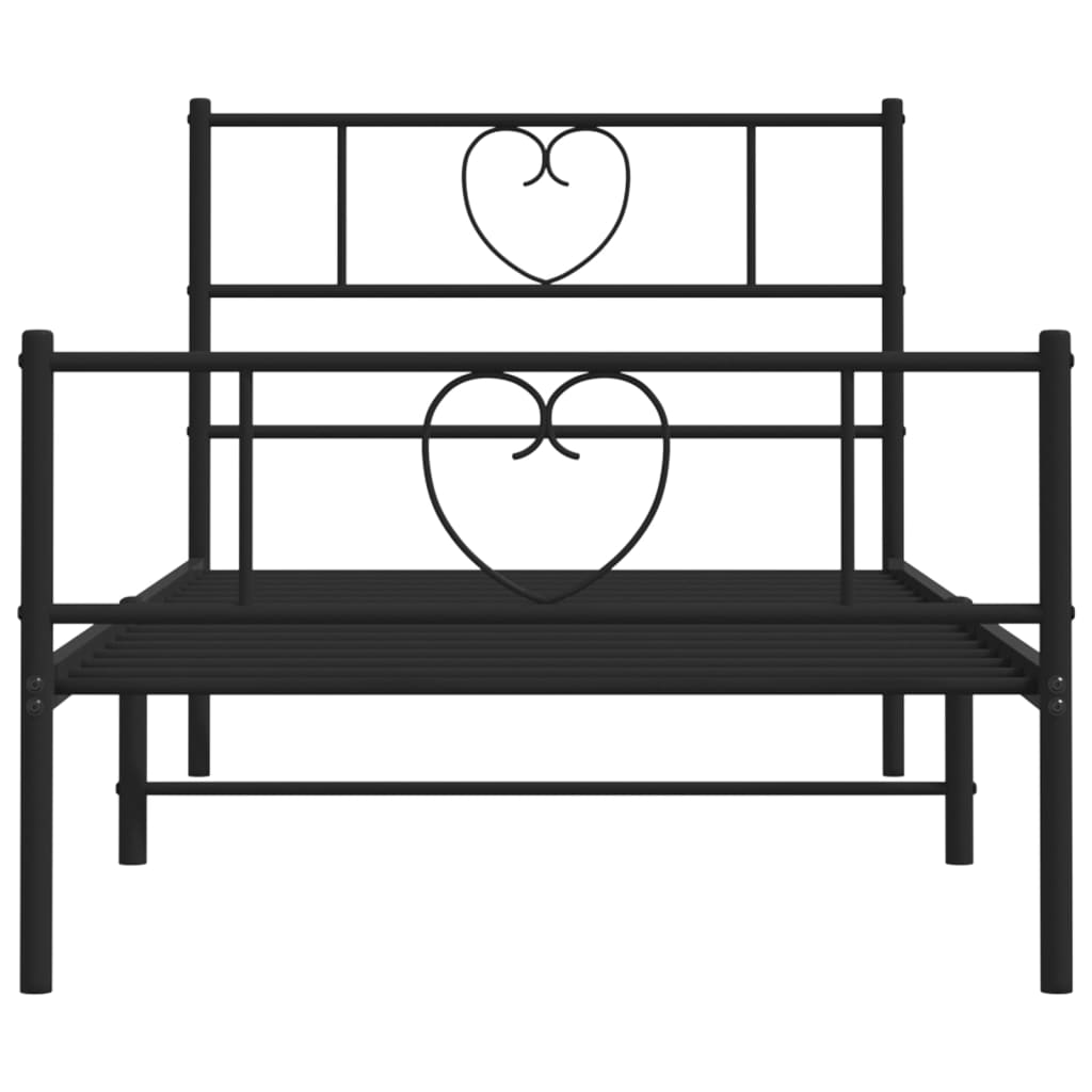 vidaXL Metal Bed Frame without Mattress with Footboard Black 100x190 cm