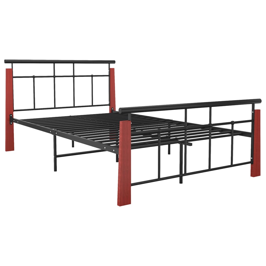 vidaXL Bed Frame without Mattress Metal and Solid Oak Wood 120x200 cm