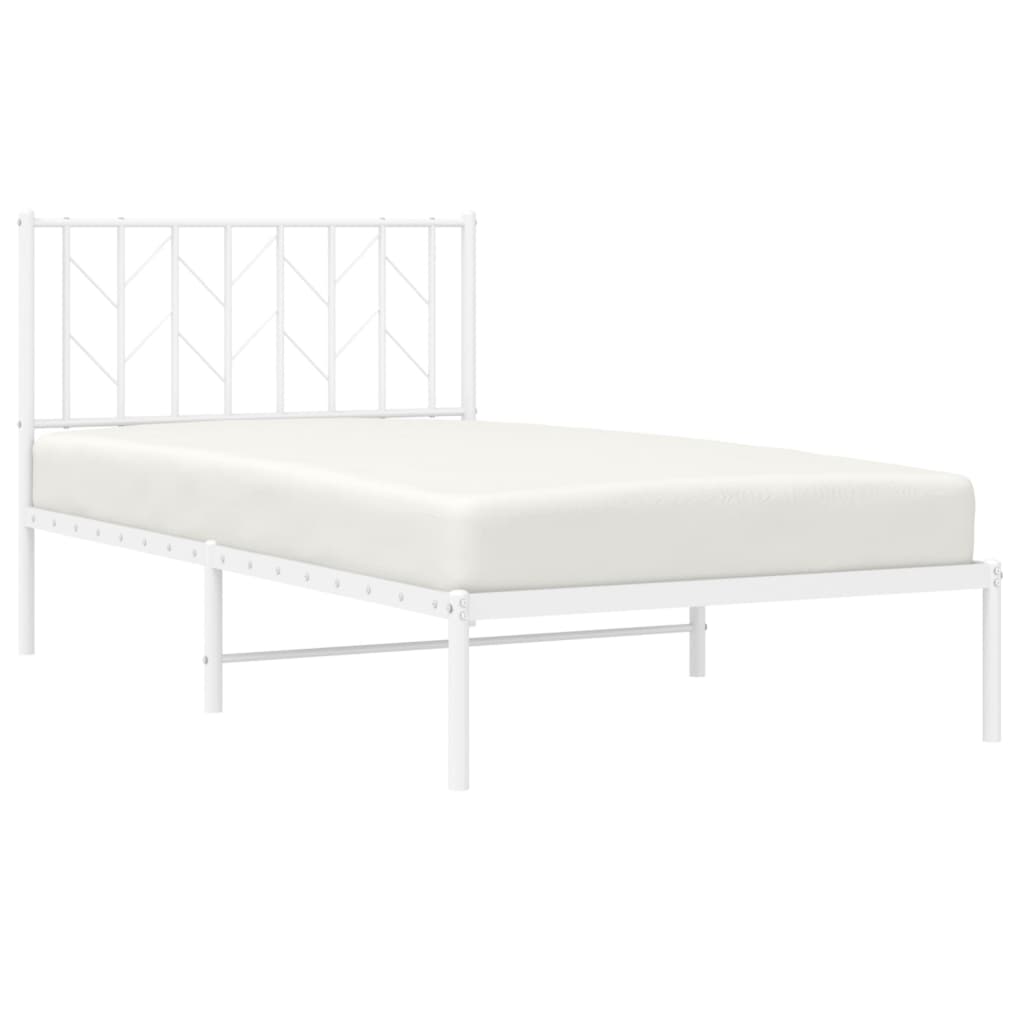 vidaXL Metal Bed Frame without Mattress with Headboard White 100x200 cm