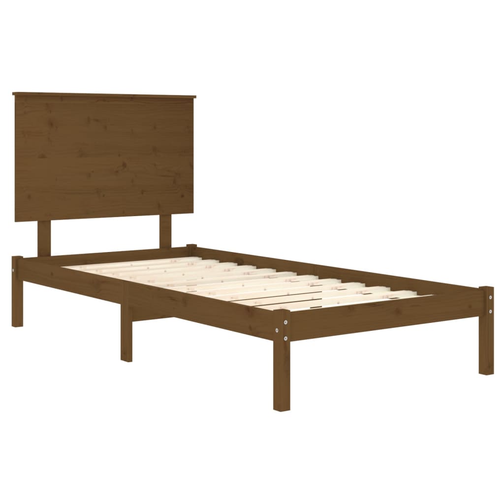 vidaXL Bed Frame without Mattress Honey Brown 75x190 cm Small Single Solid Wood