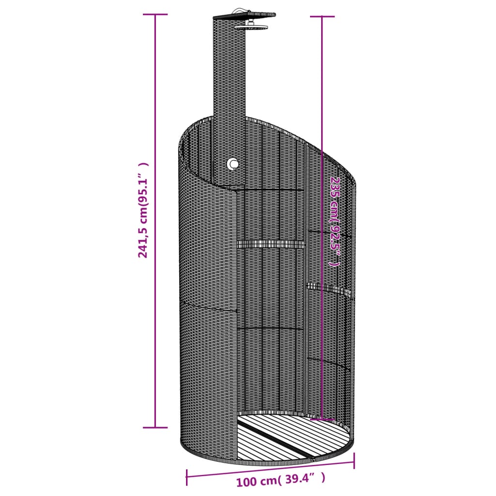 vidaXL Outdoor Shower Black 100x100x241.5 cm Poly Rattan and Acacia Wood