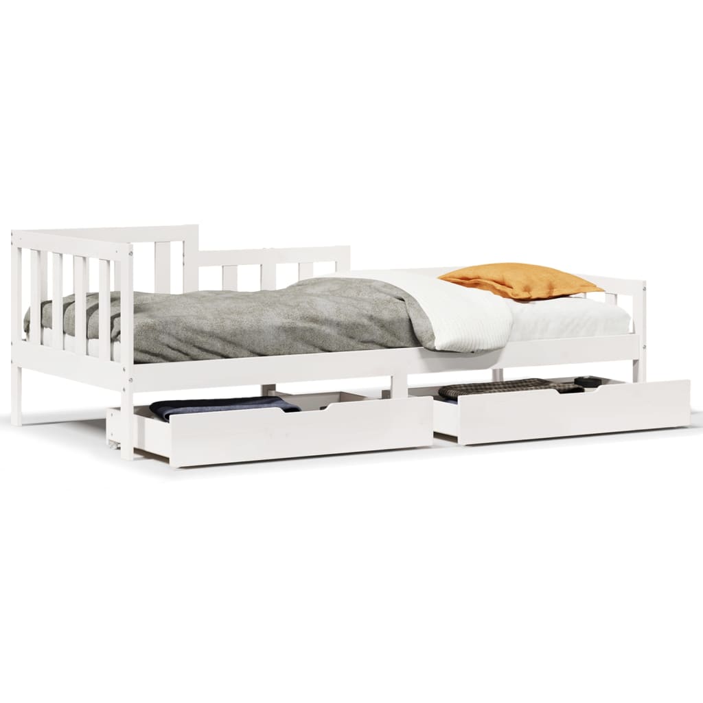 vidaXL Daybed with Drawers without Mattress White 90x200 cm Solid Wood