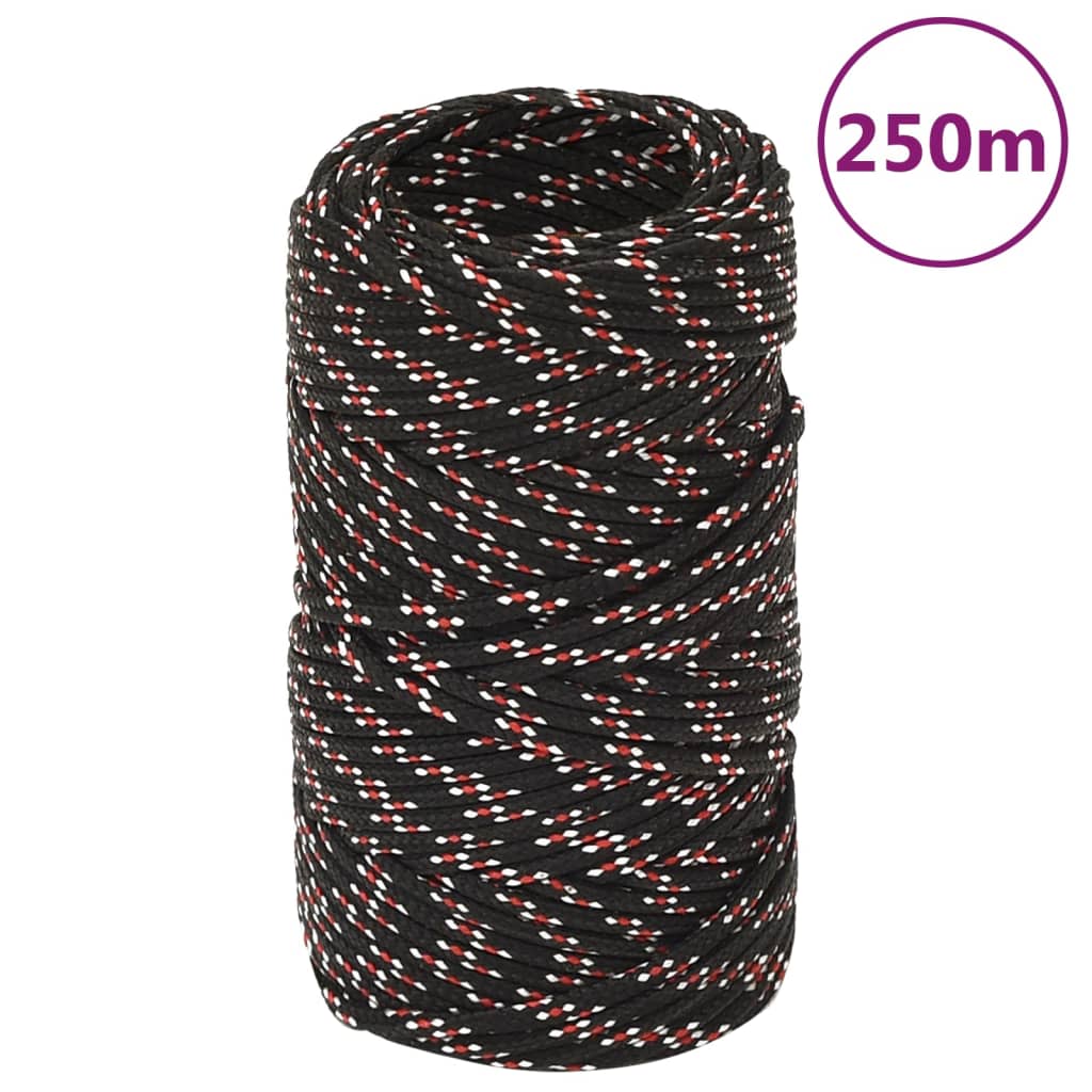 vidaXL Boat Rope Black 2 mm 250 m Polypropylene