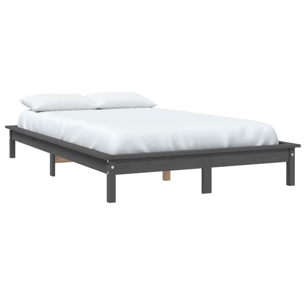vidaXL Bed Frame Grey 120x190 cm Small Double Solid Wood Pine