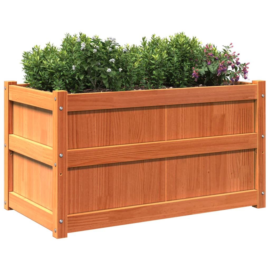 vidaXL Garden Planter Wax Brown 90x50x50 cm Solid Wood Pine