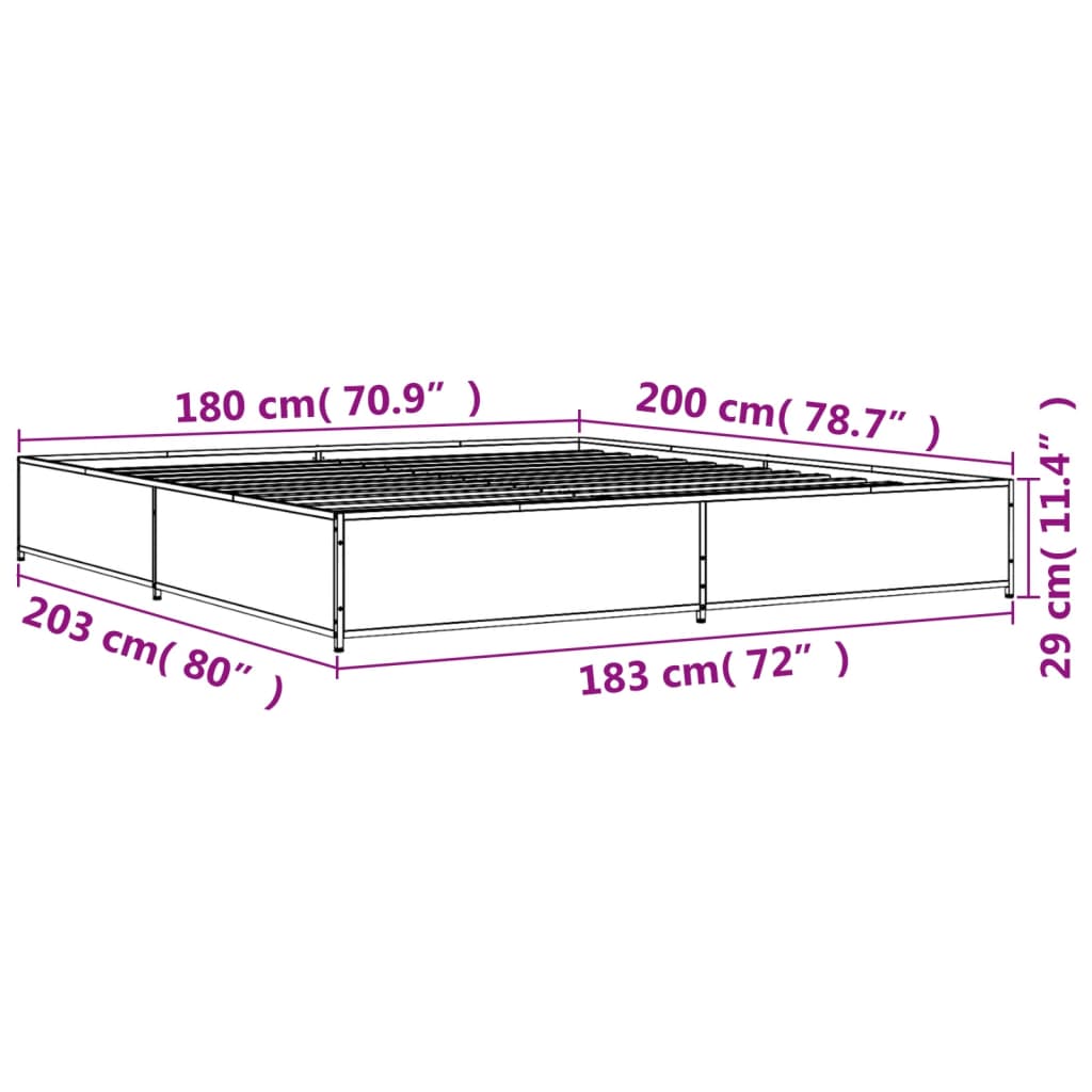 vidaXL Bed Frame without Mattress Smoked Oak 180x200 cm Super King