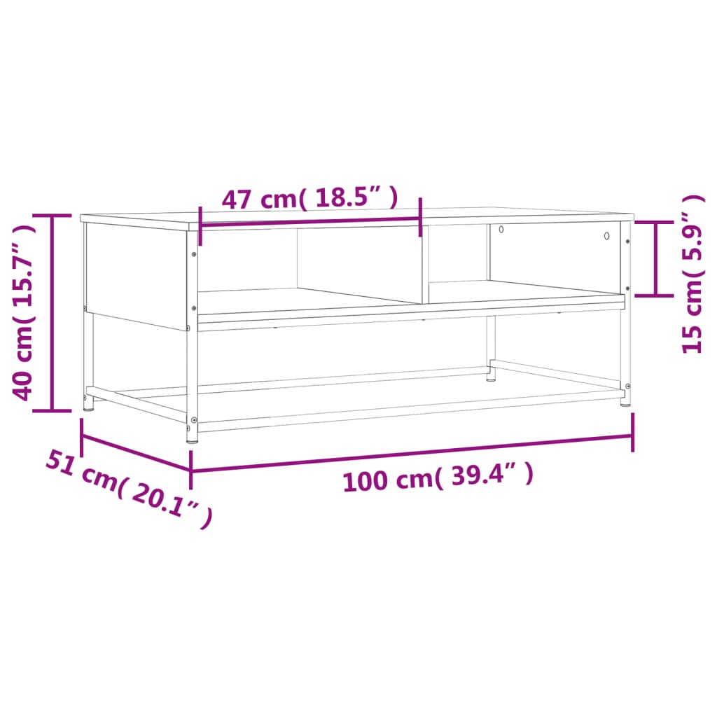 vidaXL Coffee Table Brown Oak 100x51x40 cm Engineered Wood