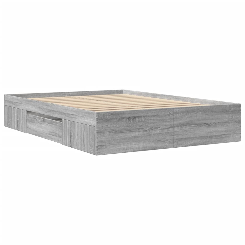 vidaXL Bed Frame without Mattress Grey Sonoma 140x200 cm Engineered Wood