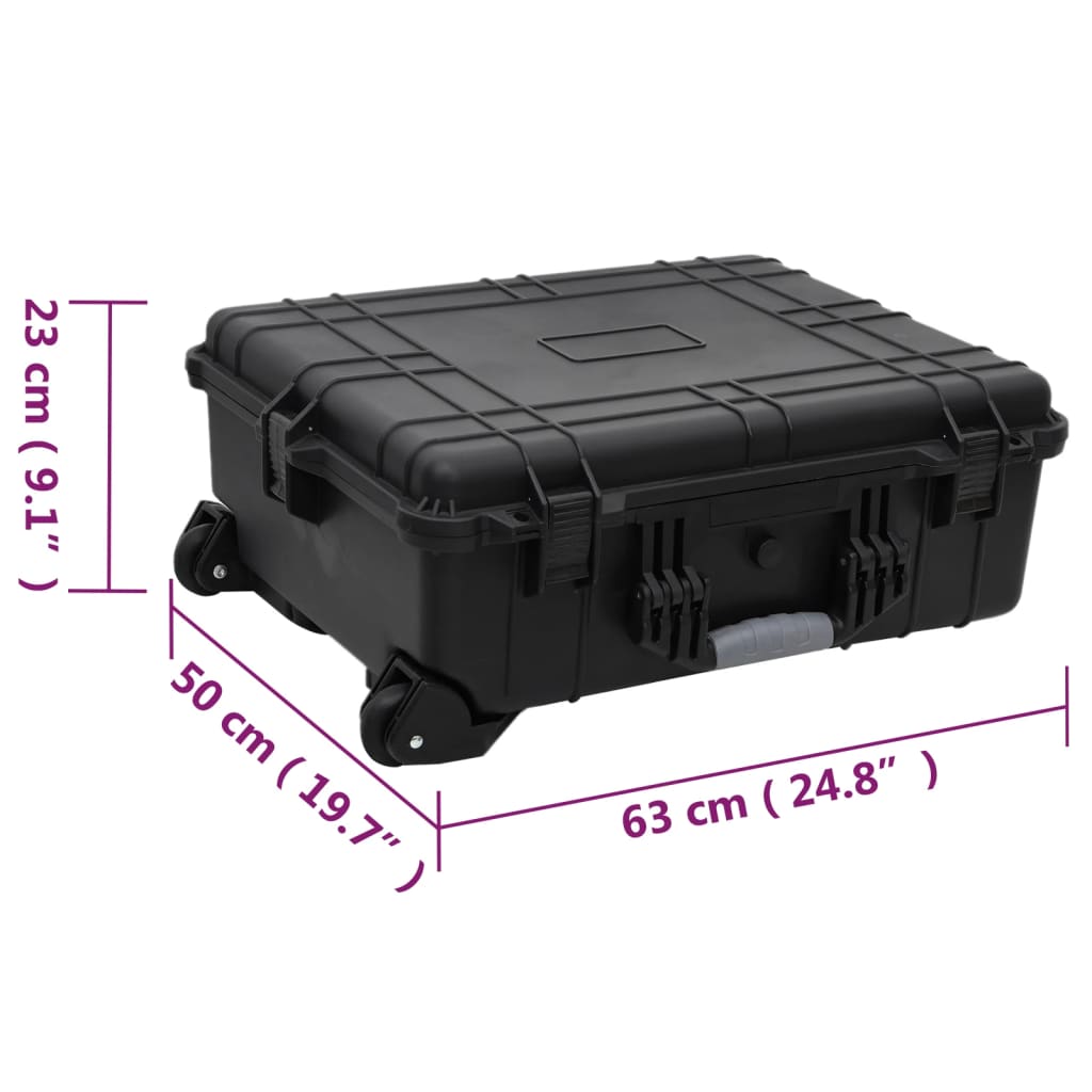 vidaXL Wheeled Flight Case Black 63x50x23 cm PP