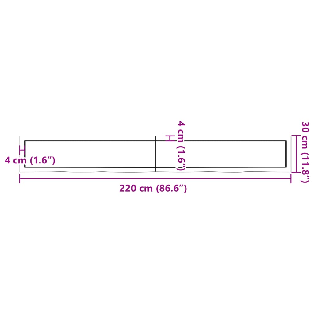 vidaXL Wall Shelf Dark Brown 220x30x(2-4) cm Treated Solid Wood Oak