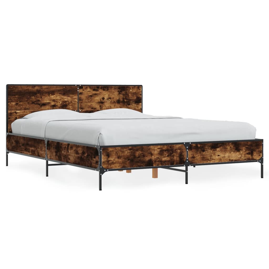 vidaXL Bed Frame without Mattress Smoked Oak 135x190 cm Double