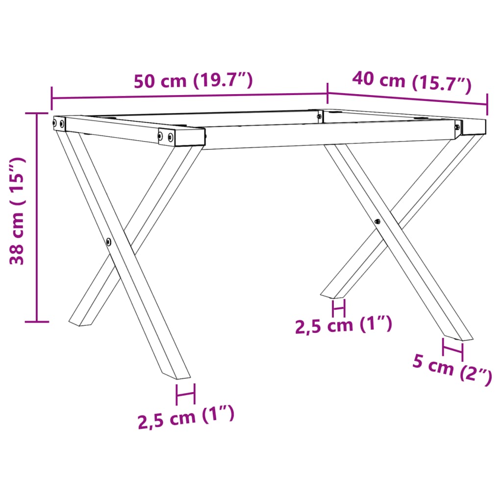 vidaXL Coffee Table Legs X-Frame 50x40x38 cm Cast Iron