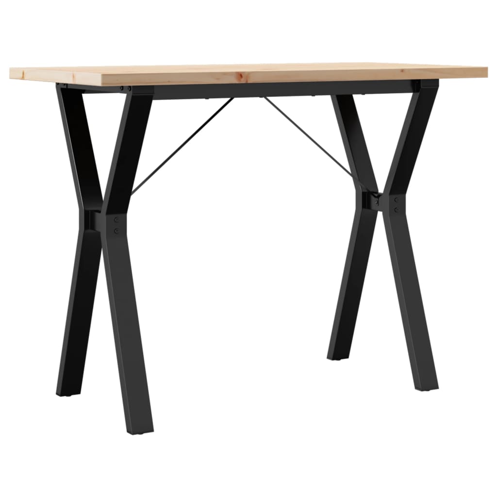 vidaXL Dining Table Y-Frame 100x50x75.5 cm Solid Wood Pine and Cast Iron