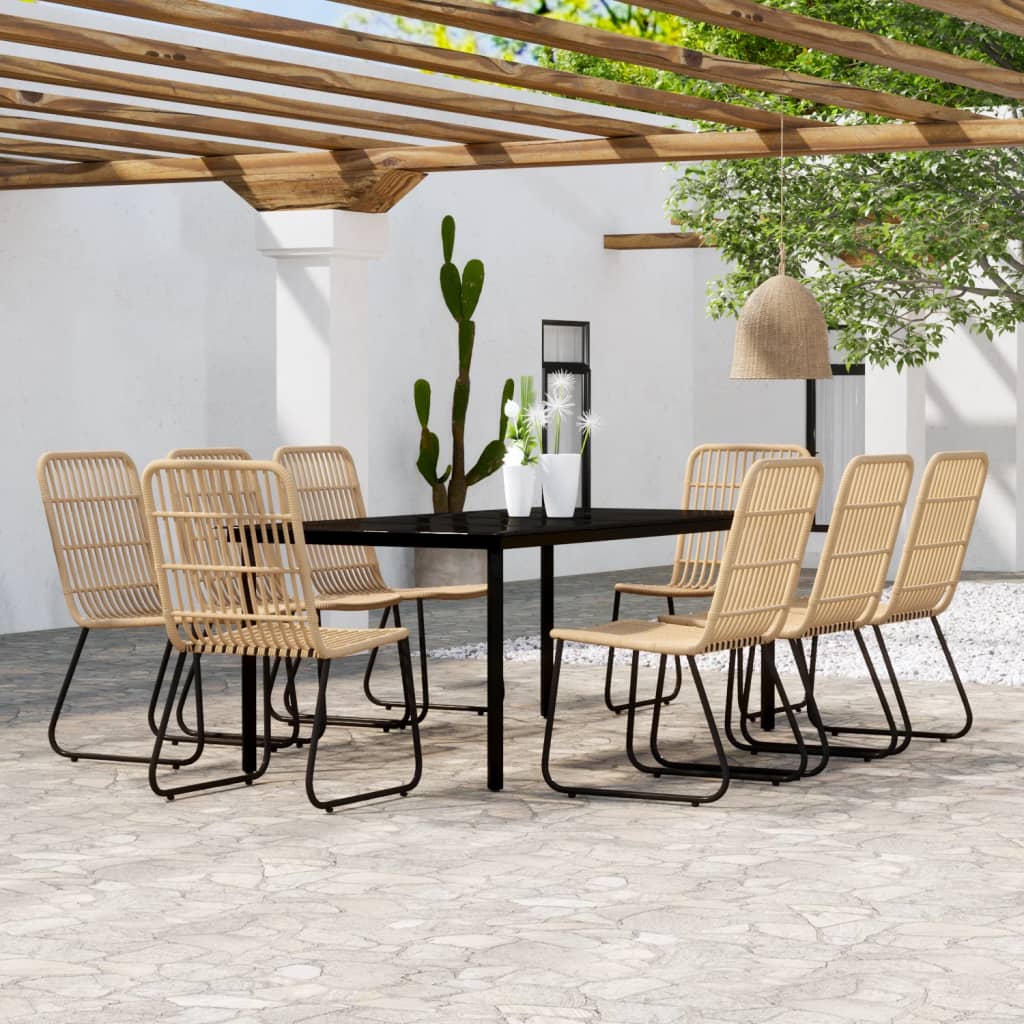 vidaXL 9 Piece Garden Dining Set Oak