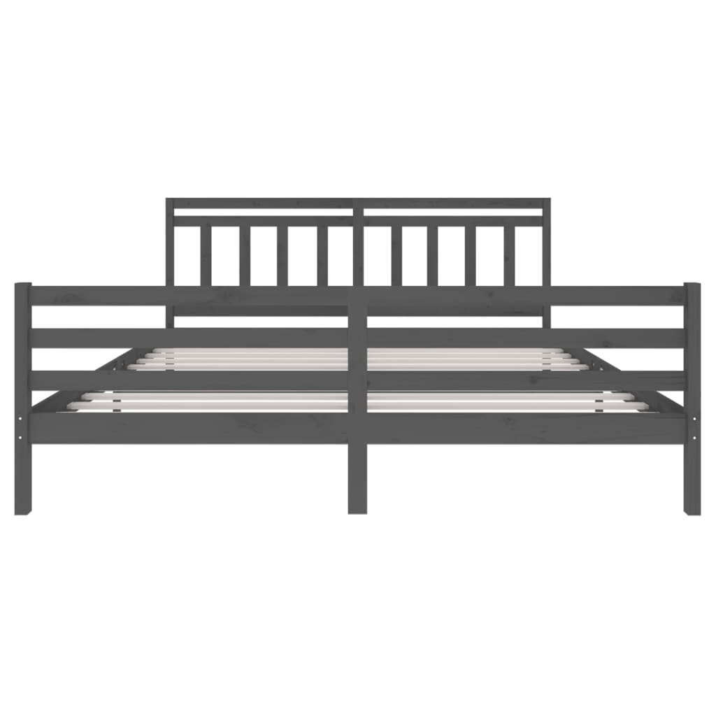 vidaXL Bed Frame without Mattress Grey Solid Wood 200x200 cm (810452+814116)