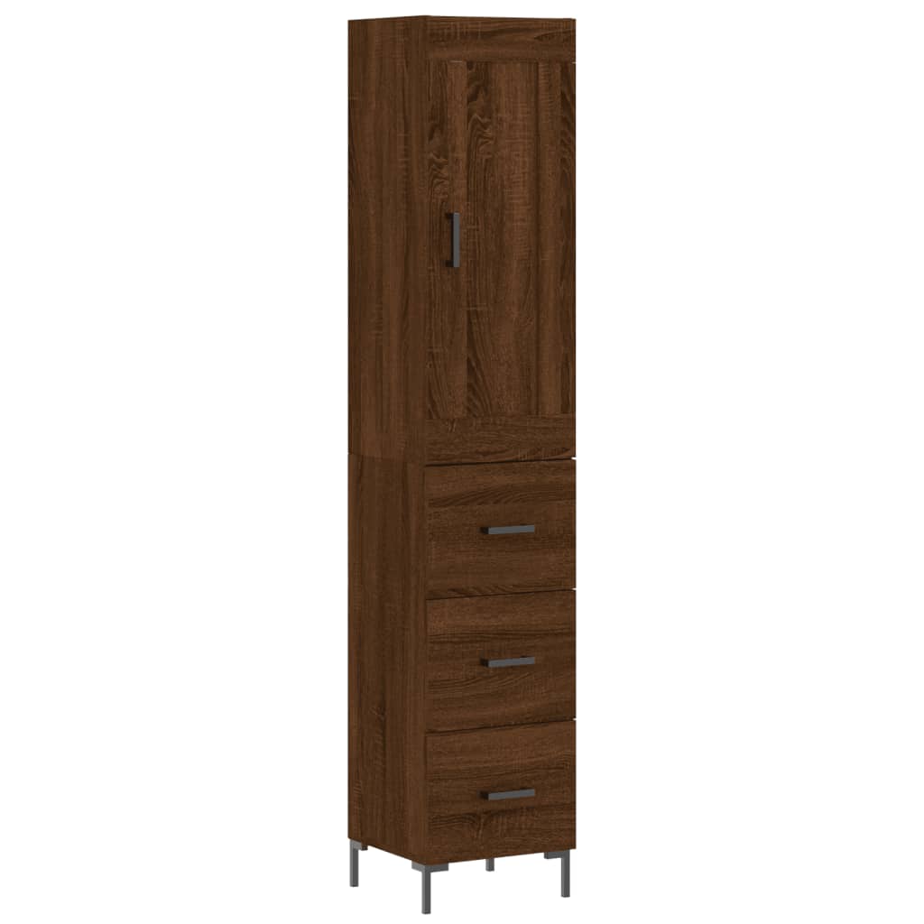 vidaXL Highboard Brown Oak 34.5x34x180 cm Engineered Wood