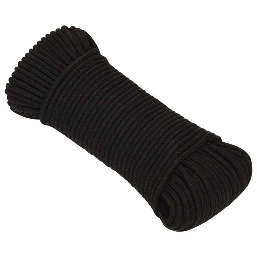 vidaXL Work Rope Black 4 mm 100 m Polyester